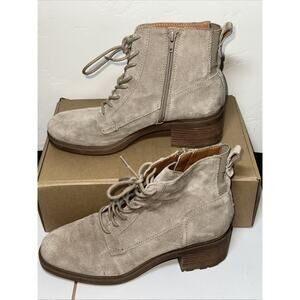 Lucky Brand Diedrah‎ Lug Sole Oiled Suede Lace Up Combat Boot Dune 9-1/2M